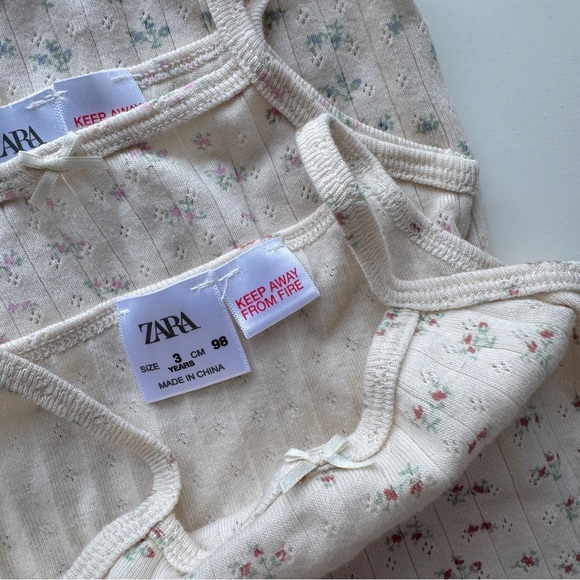 Zara 3-pack floral pointelle tank top under shirts t-shirts 3 years multi - Picture 3 of 5